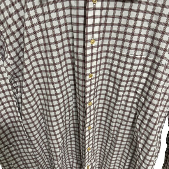 Burberry London Dress Shirt Men’s Size XL White Maroon Check Cotton - Picture 3 of 6